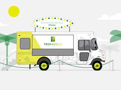 Mobile Retail Truck Wrap food green mobile retail surf tropical truck yellow