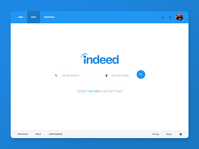 Indeed Home Page Concept blue indeed job search