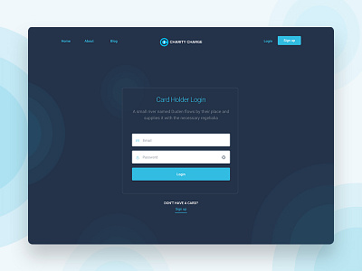 Charity Charge Login bank card blue charge charity credit card dark login sign in