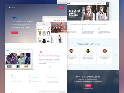 Volusion Paypal Partner Page blue devices ecommerce landing page paypal red volusion website