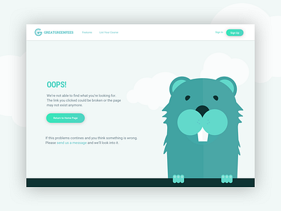 404 Error Page with Gopher Illustration 404 error gopher green illustration page website