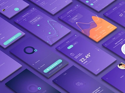 BabyTracker UI Showcase app baby charts gradients graphs interface kit mobile purple tracker ui