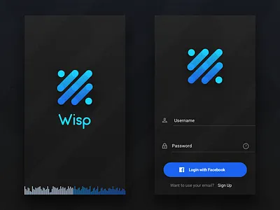 02 Intro Screens - Wisp UI Kit app black blue chat dark group kit mobile ui wisp