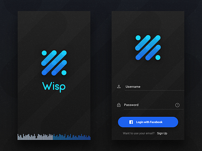 02 Intro Screens - Wisp UI Kit app black blue chat dark group kit mobile ui wisp
