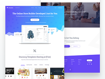 Home Page Design Concept for Volusion Rebrand builder ecommerce gradient home page volusion website