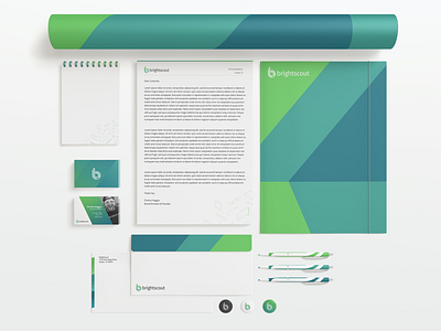 Brightscout Stationery brighscout green identity stationery stripes