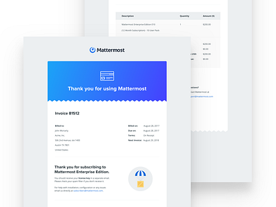 Mattermost Invoice Email blue clean email invoice mattermost minimal