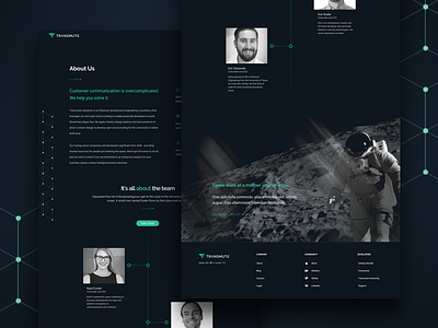Transmute About Web Page by Charles Haggas for Brightscout on Dribbble