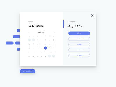 Product Demo Scheduler - Step 1 calendar demo product schedule