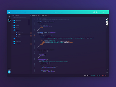 Coder IDE Concept - Code Editor blue cloud code code editor dark dark art dashboard gradient green purple ui uiux uiuxdesign web