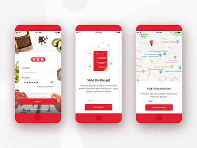 H-E-B Delivery Mobile App - Onboarding app design delivery delivery app food food app grocery grocery app mobile app mobile app design red ui ux ui design