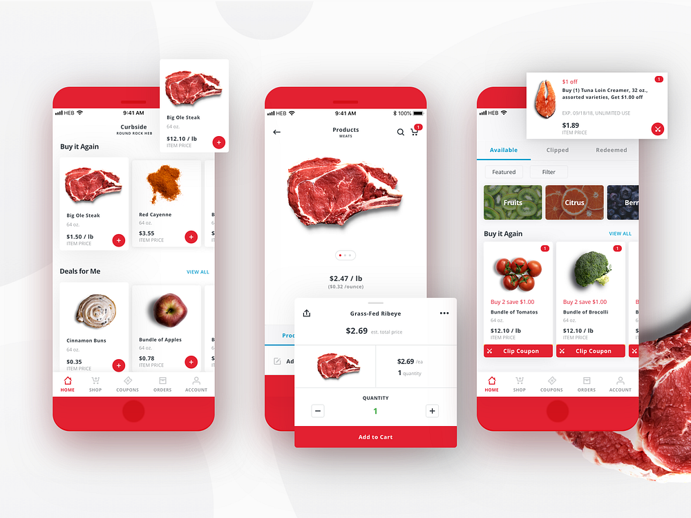 HEB Delivery Mobile App Shopping by Charles Haggas on Dribbble