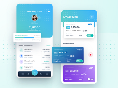 Tapcheck Dashboard app blue dashboard design finance finance app gradient green interface design mobile mobile app payment payment app payroll transfer funds ui