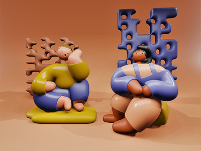 Sleeping Together zZz 3d 3d illustration blender 3d blender community design graphic design illustration ui