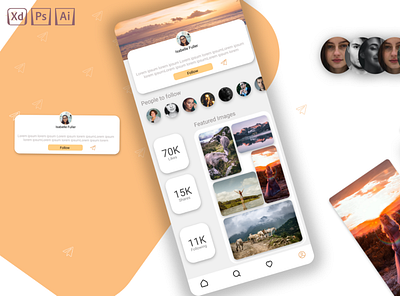 Profile screen of social media for travelers app design graphic design illustration mobile ui ux