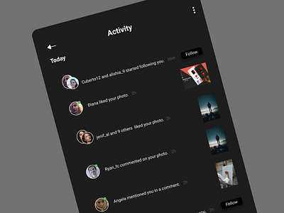 Activity Feed Screen app app design branding design graphic design illustration logo typography ui ui designer uiux ux ux designer vector web design
