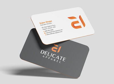 Delicate Apparel Business Card apparel logo brand identity brand logo branding business card buying house logo design garments buying house logo garments logo graphic design illustration logo logo business card luxury business card trendy design typography vector visiting card