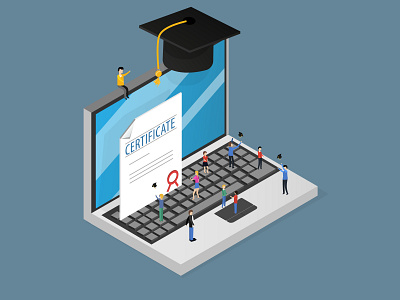 Online education internet isometric