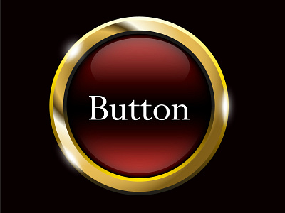 Red shiny button with metallic elements glossy