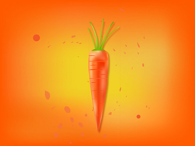 Delicious sweet orange carrot on bright orange background.