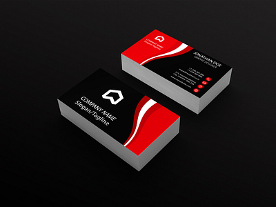 Double sided business card design. black, white and red colors.