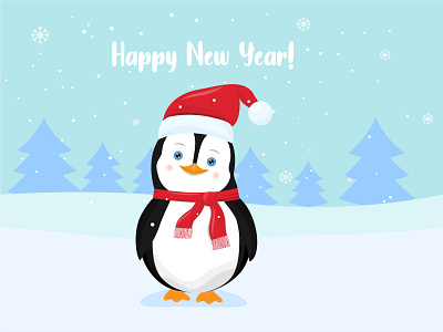 пингвин новый год christmas