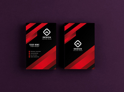 Vertical business card with black and red elements black business card dising red vertical