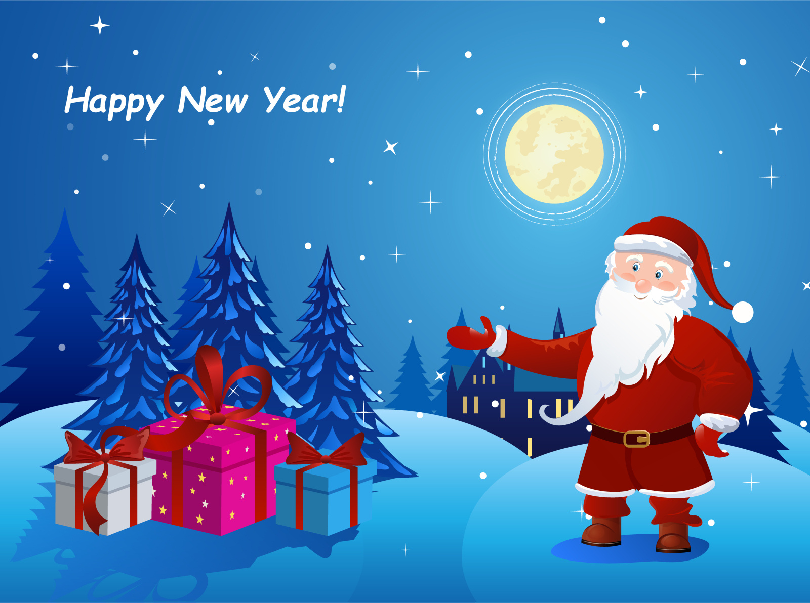claus-and-christmas-trees-in-the-night-forest-by-sergey-cher-on-dribbble
