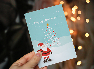 Christmas card with Santa Claus and Christmas tree design graphic design illustration postcard snowman vector зщые