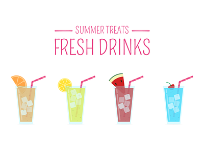 Summer Treats - Fresh Drinks 2d animation avatars branding design graphic design icon icongraphy icons illustration logo logodesign sticker design ui vector