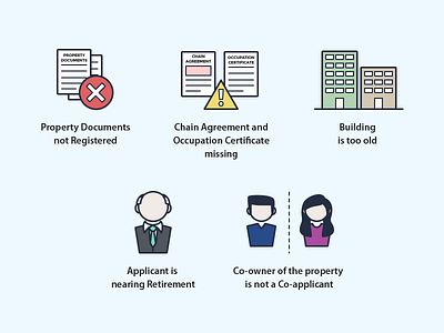 Icon Set 2 - Home Loan Application Getting Rejected graphic design icongraphy icons illustration