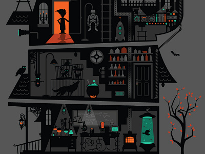 Halloween Gig Poster bats gig poster halloween haunted house illustration lab october poster science scientist