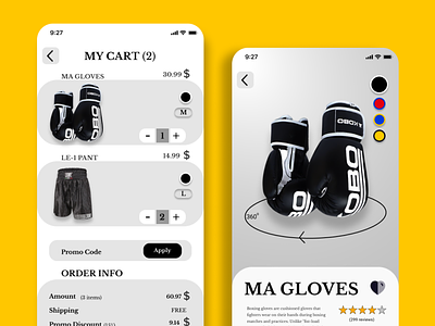 Shopping Cart For Boxing App add to cart adobe app boxing design figma graphic design illustration payment product shopping shopping cart typography