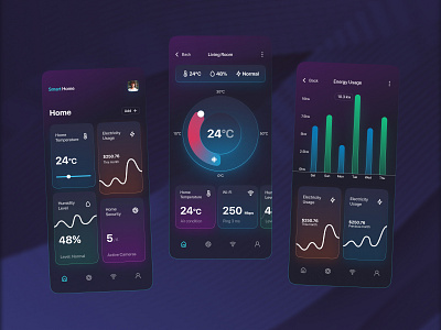 Smart Home Mobile App Concept glow gradient mobile app smart home ui ux