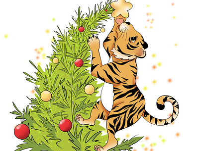 new year illustration illustration открытка персонаж тигр