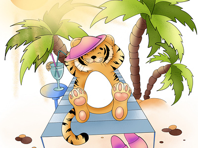 tiger cub postcard design illustration открытка персонаж тигр