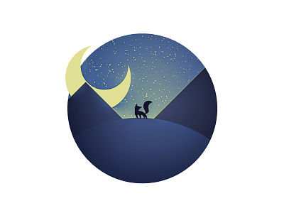 Fox in the night - Illustration fox illustration moon night vector