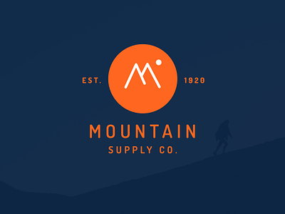 Mountain blue logo mountain orange outdoors retro supply co