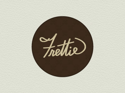 Logo Option A brown circle frettie logo music script songwriting vintage