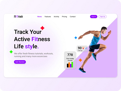 Fitness / Workout Web Design ( FitTrack) activity designing figma fitness fitness track gym landing page product design ui uiux ux web design workout