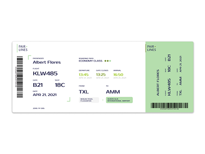 DailyUI challenge: Boarding pass #024 024 boarding pass challenge chart dailyui documents figma logo traveling ui