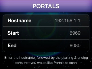 Portals Enter Host/Port View