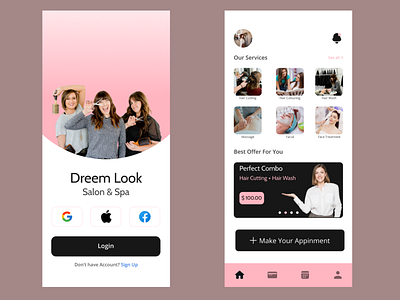 #12 Ladies Salon App UI/UX design in figma application uiux design figma figmadesign figmauiux ladiessalon salon ui uiux ux