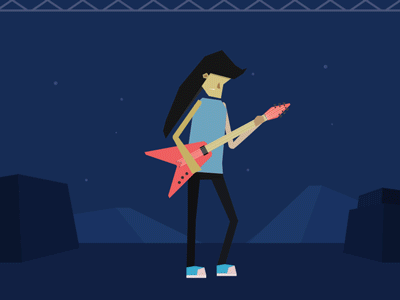 Let's rock! 2d after effects animation character animation gif guitar light loop music night rock n roll stage