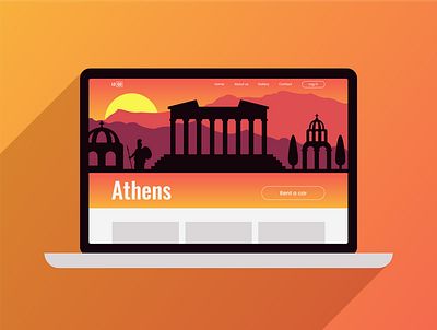 Silhouette of Greece, Athens for the first screen adobe art athens athens acropolis car city design first screen graphic design greece illustration illustrator landing page laptop mountains parthenon silhouette skylines vector web design