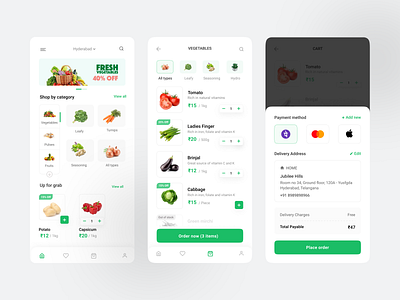 Online Vegetable Store App concept ui grocery app online vegetable ux vegetable app