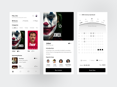 Movie ticket booking app cinema ticket booking app concept ui movie ticket booking app uiux uiux design ux