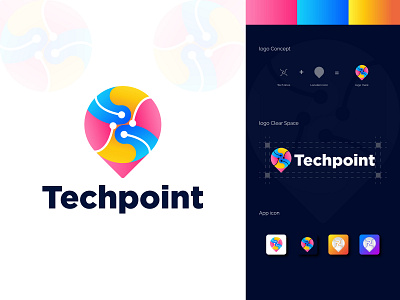 Modern Tech Point | Tech - Logo Design brand identity design branding branding identity graphic design icon location logo logo design modern point tech