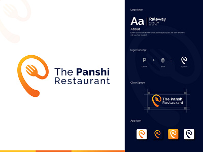 Modern P Letter | Panshi | Restaurant - Logo Design brand identity design branding branding identity design graphic design letter logo logo collection logo design logo designer moder p letter modern panshi restaurant restaurant