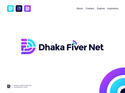 Modern D letter | F letter | Network - Logo Design brand identity design branding branding identity d letter design f letter graphic design illustration logo logo design minimalist modern net icon network tech logo technology logo ui vector wifi logo